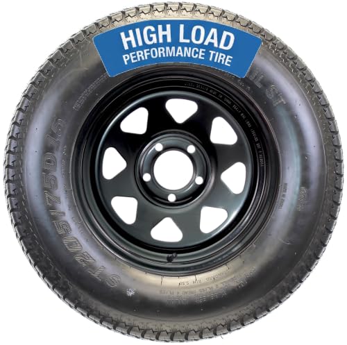 eCustomrim Trailer Tire Rim Assembly ST205/75D15 Black Load Range C 15 Inch