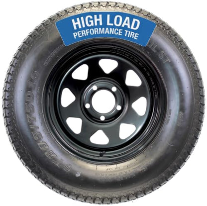 eCustomrim Trailer Tire Rim Assembly ST205/75D15 Black Load Range C 15 Inch