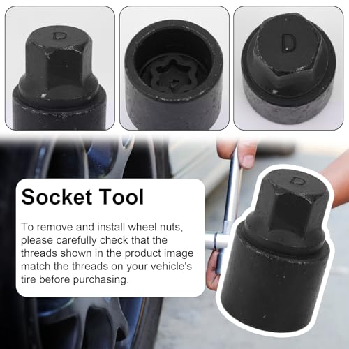 D-Wheel Locking Nut Removal Tool, Special Steel Wheel Anti Theft Lug Nut Key for Dismantling & Installing Anti Theft Lug Removal Tool Socket Remover Hand Repair Tools