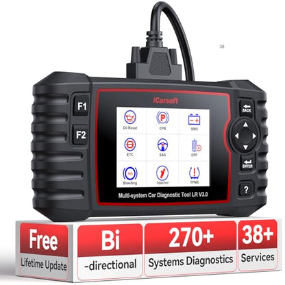 iCarsoft LR V3.0 2026 Ver Bidirectional OBD2 Scanner for Most Land Rover/Jaguar from 1996-2025 Full Systems Diagnostic Scan Tool 36 Services 118 Graphic Data Engine Transmission ABS Car Code Reader - style: All Systems for Land Rover