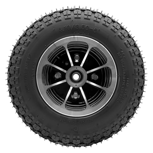 13x4.00-6 Tire and Aluminum alloy wheel Assemblies, 40% rubber content, 4.10/3.50-6 Tire Replacement for Hand Trucks Garden Cart Wheelbarrow, 1.96" Offset Hub and 0.59" Bushing - color: 4.10/3.50-6 solid tire