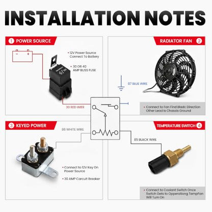 MOSTPLUS Black Universal Electric Radiator Slim Fan Push/Pull 12V + Mounting Kit (7 Inch) - size: 7 Inch, style: Set of 1