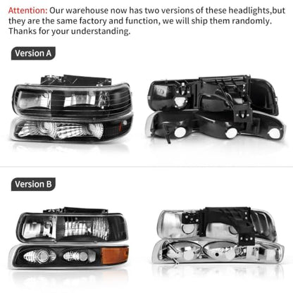AUTOSAVER88 Headlight Assembly Compatible with 99-02 Chevy Silverado Black - color: Black