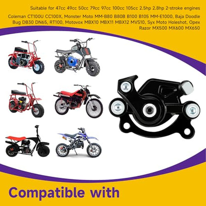 HIAORS Mini Bike Rear Disc Brake Caliper for Coleman CT100U CC100X B100 RB100 Baja DB30 Motovox MBX10 MBX11 GMB100 79cc 97cc 99cc 105cc 2.5hp 2.8hp Mega Moto MM-B80 MM-B105 Parts Brake Pads Black - color: Black
