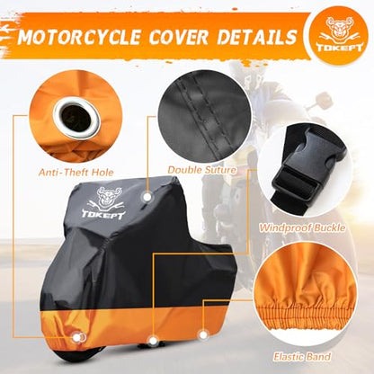 Motorcycle Cover Waterproof Outdoor Storage Fits Up to 116" - size: XXXL-116"
