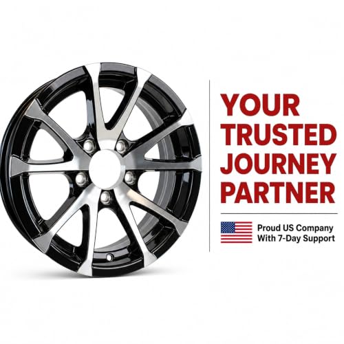 eCustomrim 2-Pack Aluminum Trailer Wheel 15X5 5 Lug T07 V-Spoke Black Rim