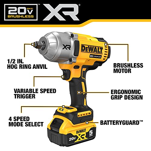 DEWALT DCF900P1R 20V MAX XR 1/2 in. Cordless Impact Wrench Kit (Renewed)