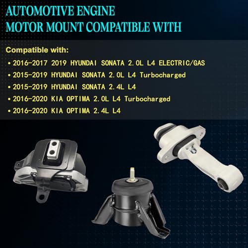 Motor Mount Kit for 2015-2019 Sonata 2016-2020 Optima 2.0L 2.4L