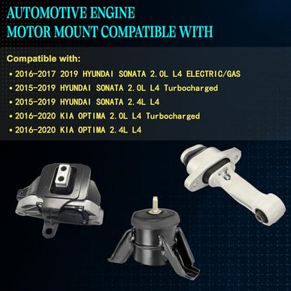 Motor Mount Kit for 2015-2019 Sonata 2016-2020 Optima 2.0L 2.4L