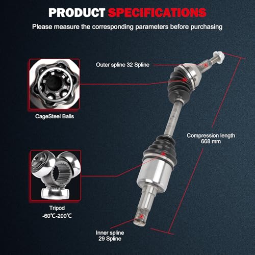 CCIYU CV Axle Shaft Assembly for Chrysler Town & Country 2008-2016, for - size: 17-5800