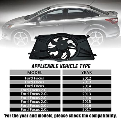 Radiator Cooling Fan Assembly Compatible with Ford Focus 2012-2017 2.0L - style: Ford Focus 2012-2017