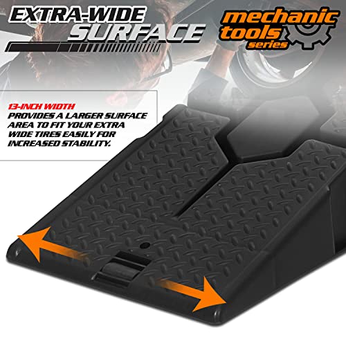 M-AUTO Vehicle Ramp Set of 2 Universal Drive-On 2-Stage Incline Ramps, 2.5 Ton (5000 lb) Lifting Capacity, Nestable & Portable Auto Service Ramp