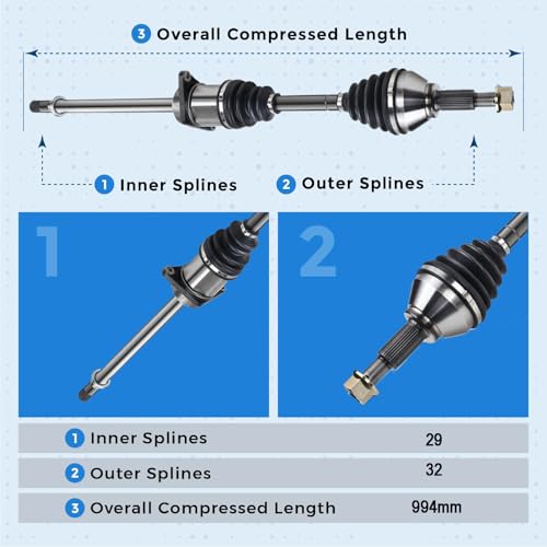 Front Right Passenger Side CV Axle Shaft Assembly for 2007-2012 Nissan Altima 3.5L V6 Automatic CVT Trans.