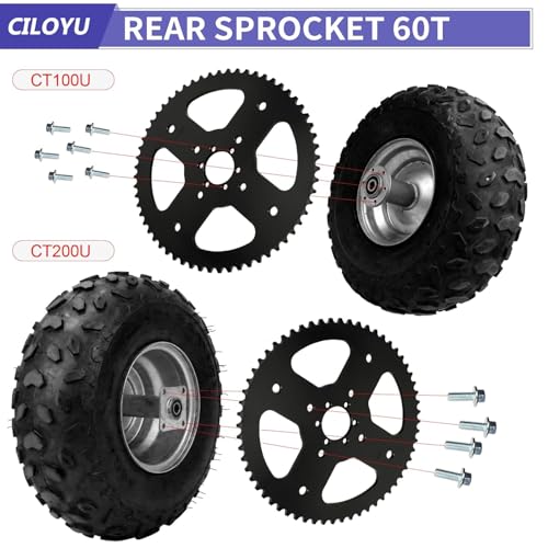60T Sprocket 420 Chain with 90 Links Rear Chain Mini Bike CT200U - color: Red