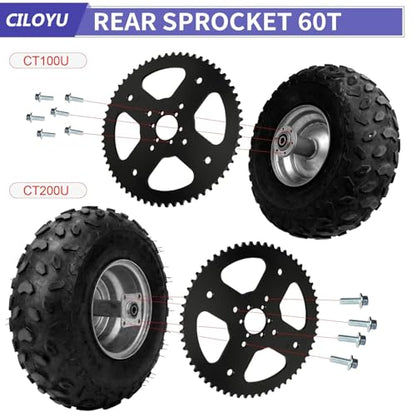 60T Sprocket 420 Chain with 90 Links Rear Chain Mini Bike CT200U - color: Red