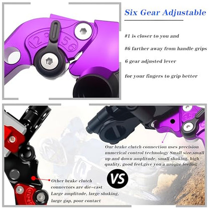 Universal Motorcycle 7/8" 22mm Handlebar Brake Master Cylinder Clutch Lever CNC Left & Right Set Compatible with Honda Kawasaki Suzuki Yamaha（ Piston Diameter 12.7mm (Purple) - color: Purple