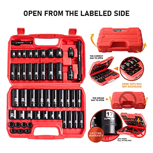 3/8" Drive 48Pc Impact Socket Set SAE/Metric Fits Various Wrenches - size: 3/8" Socket Set