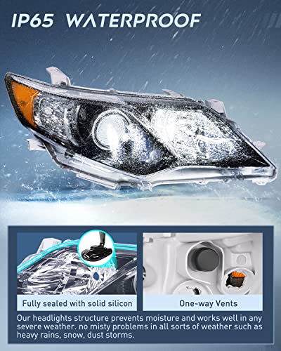 Nilight Headlight Assembly Compatible with Toyota Camry 2012-2014 - color: Black Housing+ Amber Reflector, size: Fit 2012-2014 Camry