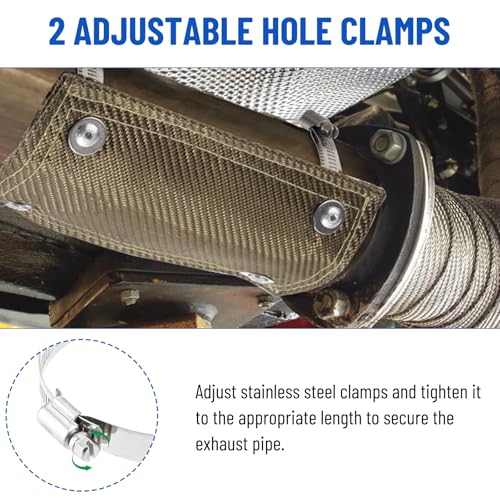 Titanium Pipe Shield, 4" x 8" Exhaust Heat Shield with Gloves - size: 4" x 8"