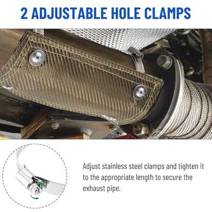 Titanium Pipe Shield, 4" x 8" Exhaust Heat Shield with Gloves - size: 4" x 8"