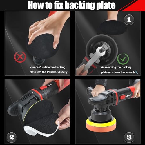 AOBEN Car Buffer Polisher,6 inch Dual Action Polisher,Random Buffer Polisher kit with 6 Variable Speed 1000-4500rpm,Detachable Handle,4 Buffing Pads for Car detailing Polishing and Waxing - size: AT3501-7