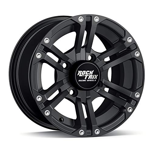 RockTrix RT101 12x7 ATV UTV Wheel 4x110 5+2 Offset, Matte Black, 4pc Set - size: 12x7 (5+2)