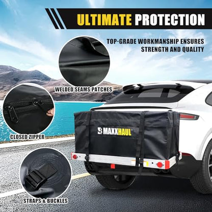 MaxxHaul Soft Shell Cargo Carrier Bag for Hitch Mount Cargo Rack, Heavy Duty Water Resistant, 47 x 20 x 20 Inch, Black with Tie Down Straps (70209) - style: Cargo Carrier Bag