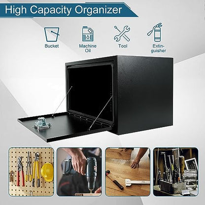 30"X18"X18" Underbody Steel Truck Box Black Heavy Duty Underbody Storage Box Waterproof Truck Tool Box Organizer w/Lock & Keys For RV,Pick up Toolbox - size: 30"x18"x18"