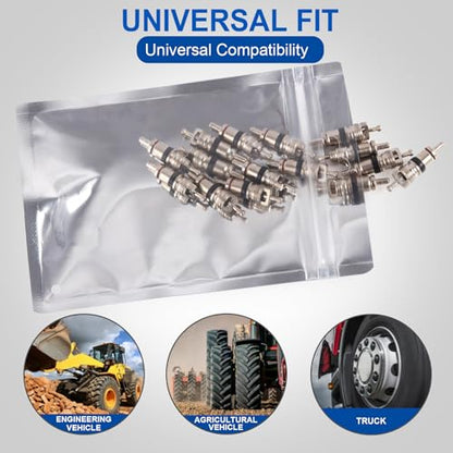 7001 Large Nickel Plated Brass Tire Valve Core for Agricultural and Specialty Vehicles Heavy Duty, Durable and Reliable Tire Inflation Solution, Length 1.04'', Dia 0.3'', Pack of 15 - size: 7001 15pcs