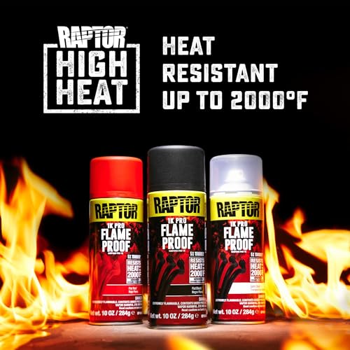 RAPTOR Flameproof Automotive Body Paint, Professional Grade, Flat Black - color: Satin Clear