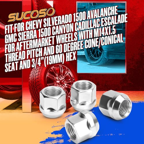 M14x1.5 Open End Lug Nuts Replacement for Chevy Silverado Tahoe C/K2500 - size: M14x1.5-32PCS