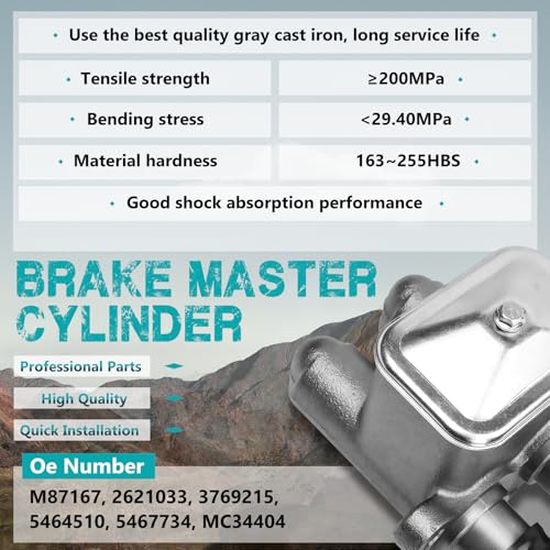 M87167 Brake Master Cylinder with Reservoir and Cap Fit for Chevy and GMC Vehicles - C10/C30 Panel, C10/20/30 Pickup, C40, K10/20 Pickup, P10 Series, Suburban, 1000/1500/2500 Series, 3000 OE 2621033 - size: M87167