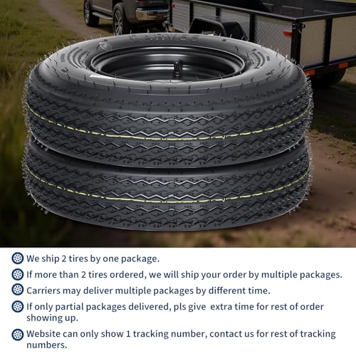 GarveeTech 2-Pack Trailer Tire On Rim 4.80-8 480-8 4.80x8 Trailer Tires and 5 Lug on 4.5 in PCD 8 in Wheels 6PR Black - size: 4.80-8
