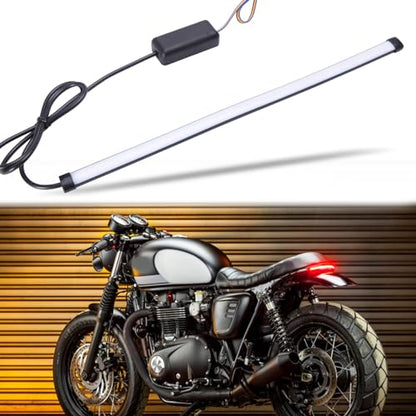 Rich Choices Universal 108 LEDs Strip Motorcycle Tail Lights with Turn Signals Flexible Brake Stop License Plate Lights Integrated for Motorcycle Street Bike ATV - color: White
