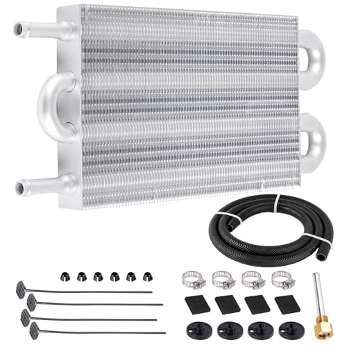 BARTOO Universal 5/16" Transmission Oil Cooler Kit, Aluminium alloy 4 Pass Tube and Fin Oil Cooler Kit(Sliver) - color: Sliver, size: 4 Pass