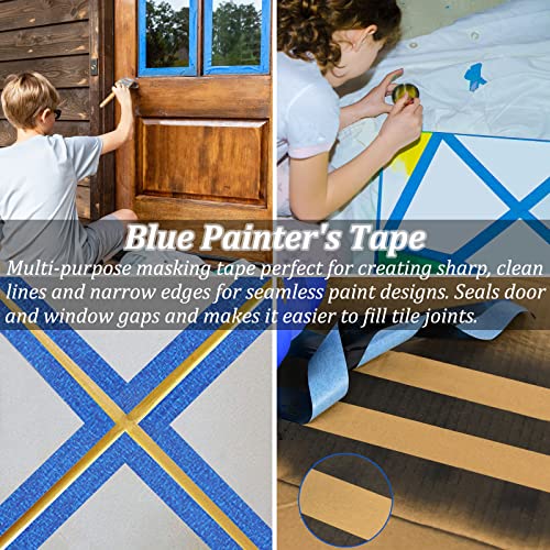 Premium Painters Tape, 10 Rolls Blue Tape Painters Masking Tape for Multi-Purpose, 601yds=10*0.94inch*60.1yds, Craft Adhesive Paint Tape for Walls, DIY Crafts Arts, Labeling, Decoration, Easy Removal - size: 10 Rolls, 0.94" x 60.1 Yds