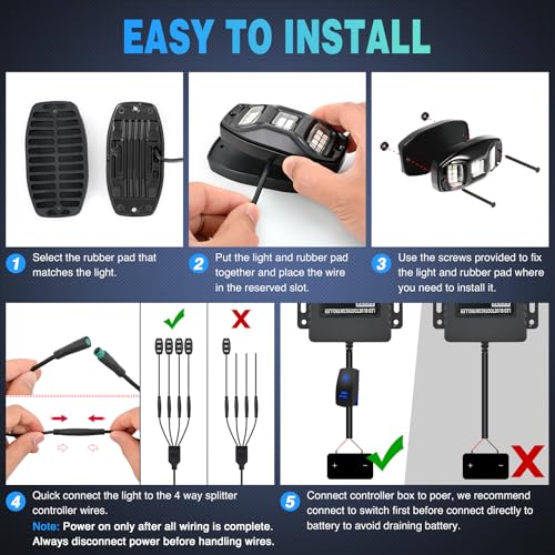 Nilight RGBW LED Rock Lights Kit 4 Pods 22 LEDs Wide Angle Lighting - color: RGBW 22LED, size: 4 Pods