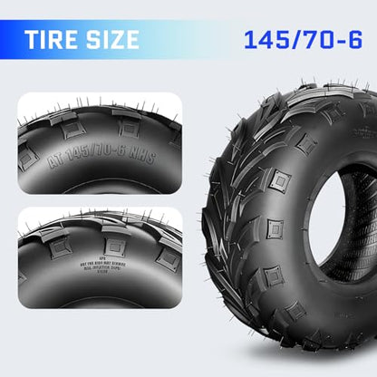 145/70-6 Go Kart Tires,4PR Mini Bike Tires,Tubeless,Pack of 2 - size: 145/70-6