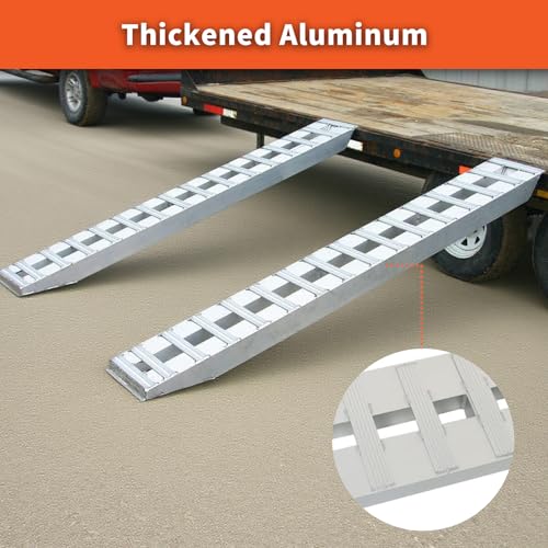 labwork 60 inch X 12 inch Aluminum Ramps Silver Trailer Ramps 6000LBS Hook Ramp Attachment End