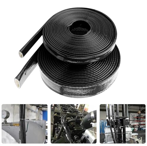 Fuel Line Heat Shield Insulation Heat Sleeve Wire Heat Shield Fuel Line Heat Shield Sleeve Fire Sleeve Silicone Coated Fiberglass Heat Protection for Automotive Hose Lines & Electrical Wiring 1" ID - color: Black, size: 1" ID x 3.3FT