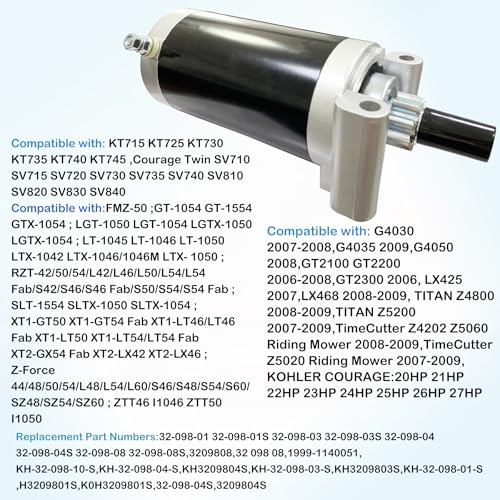 1999-1140051 Kohler 7000 Series Starter for KT715 KT725 KT730 KT735 KT740 KT745 Courage Twin SV710 SV715 SV720 SV730 SV735 SV740 SV810 820 830 840 20-27 HP3209801 3209803 3209804 3209808