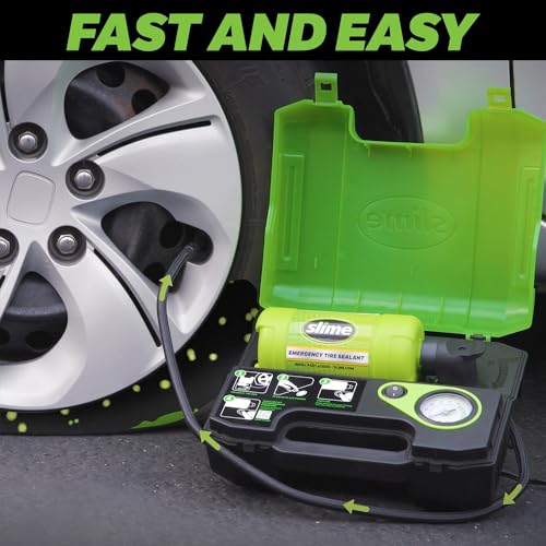 Slime 50158 Flat Tire Repair Kit, Smart Spair Ultra, All-in-One Solution, Repairs and Inflates, Car/Trailer, 10 Min Fix