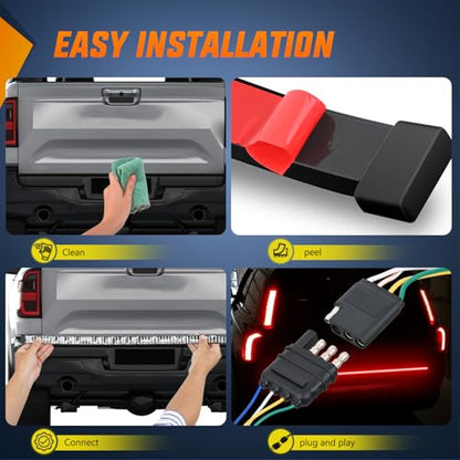 Nilight Truck Tailgate Light Strip 60" Quad Row 648 LED Strip - color: 60" Tailgate Light Strip Quad Row