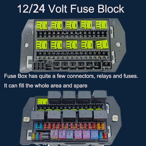 12V24VRelay Fuse Block with 10Pack 5Pin 30A Relays Slots 40 ATC/ATO Fuse Universal Circuit Control Relay System Box Controller Manual Dimmable 12V24V On/Off Switch Panel for Car SUV Truck