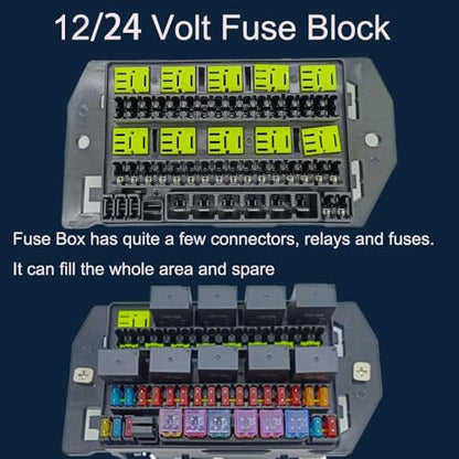 12V24VRelay Fuse Block with 10Pack 5Pin 30A Relays Slots 40 ATC/ATO Fuse Universal Circuit Control Relay System Box Controller Manual Dimmable 12V24V On/Off Switch Panel for Car SUV Truck