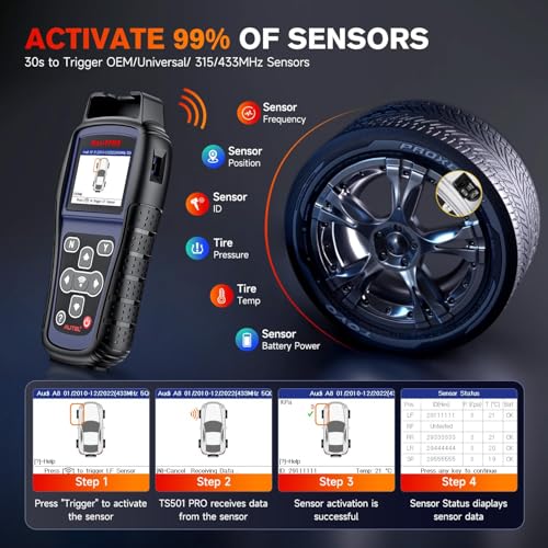 Autel MaxiTPMS TS501 PRO TPMS Programming Tool, 2026 Same as TS508 Up of TS501 TS408S, Program Autel MX-Sensor 315/ 433MHz, Relearn Activate 99% Sensor, Tire Pressure Monitoring System Diagnostic Tool