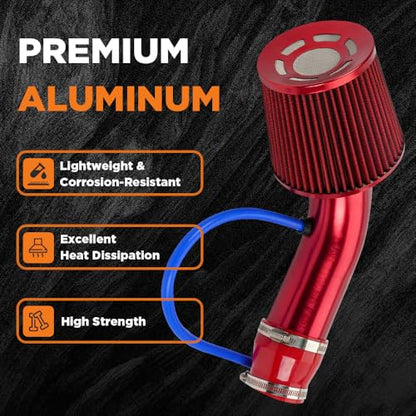 BARTOO 3 Inch Cold Air Intake Pipe Turbo Piping for Car Truck Red - color: Z-Red Pipe