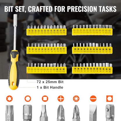 VEVOR Mechanics Tool Set 207 Pieces 1/4" 3/8" 1/2" Drive Sockets -SAE and Metric Mechanic Tool Kit with Bits - Wrenches, Ratchet Handle, Accessories, and Plastic Storage Case - for Automotive Repair - size: 207-PCS