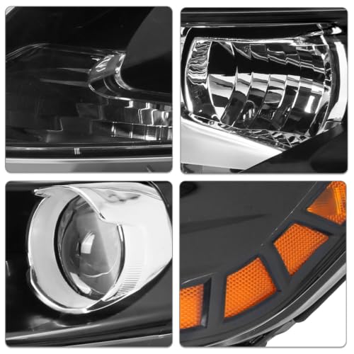 Headlight Fit for 2011-2013 KIA Optima EX LX SX,Halogen Headlamp Black Hosuing Amber Reflector Replacement Driver Passenger Side KI2502155 92101-2T121 KI2503155 92102-2T121(Not for Hybrid Models)