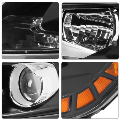 Headlight Fit for 2011-2013 KIA Optima EX LX SX,Halogen Headlamp Black Hosuing Amber Reflector Replacement Driver Passenger Side KI2502155 92101-2T121 KI2503155 92102-2T121(Not for Hybrid Models)